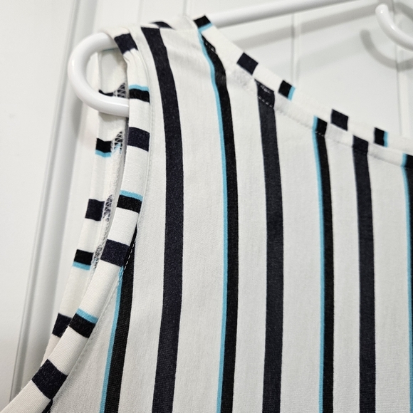 Lane Bryant Plus Size 18/20 - Striped Sleeveless Top - Black, White, Teal - Picture 3 of 4